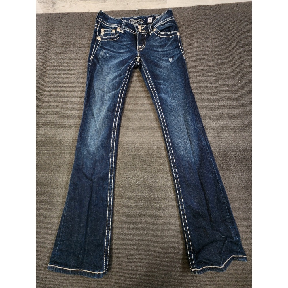 Miss Me Bootcut Jeans Women 28 Blue Embellished Pocket Y2K - Picture 5 of 15
